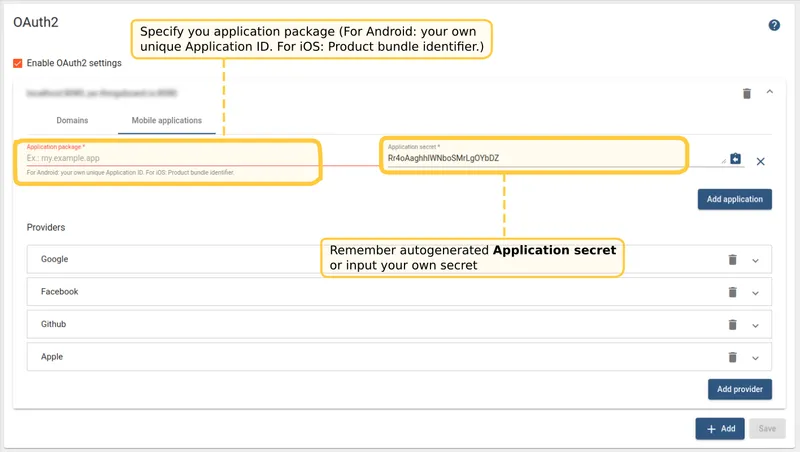 Application package and secret fields