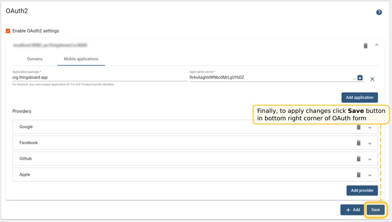 Save OAuth settings