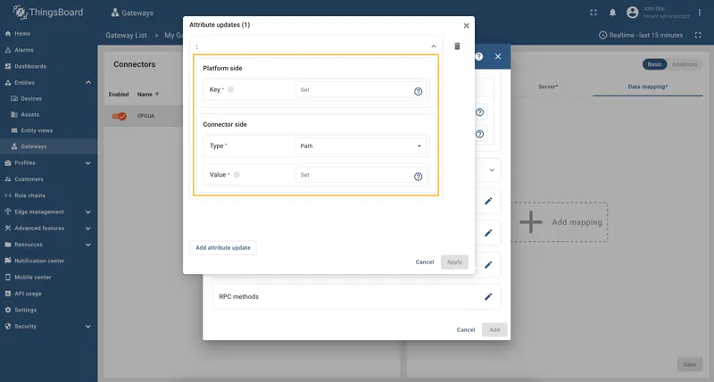 OPC-UA attribute updates overview