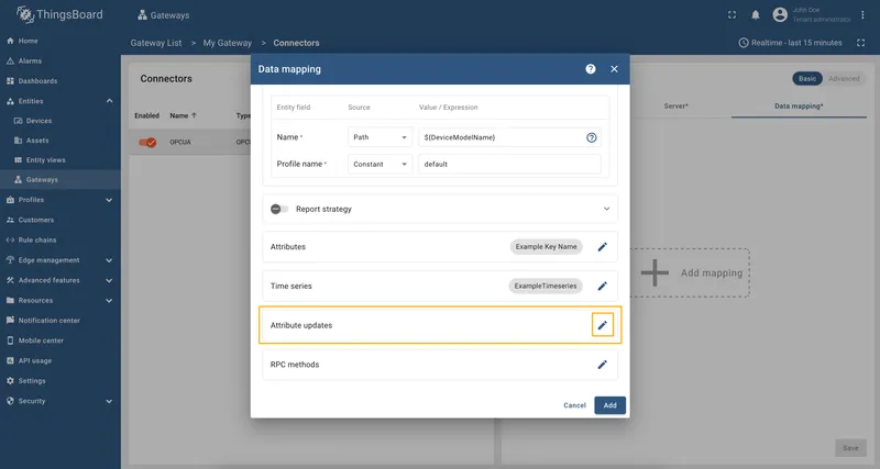 Click the pencil icon in the Attribute updates section