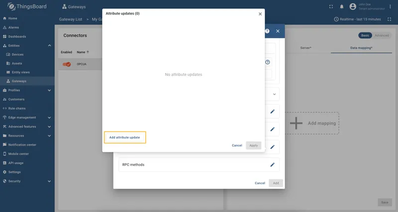 Click on Add attribute update