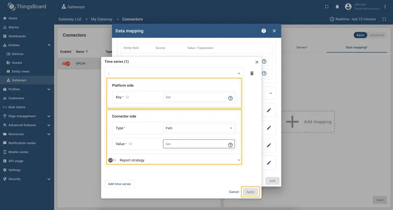 Enter Key, select Type, enter Value and click Apply