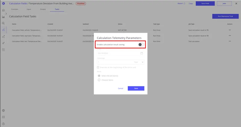 Enable calculation result saving