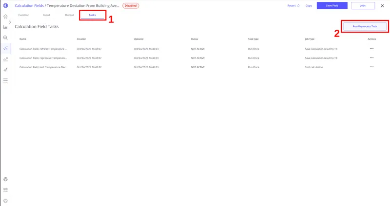 Open Tasks tab and click Run Reprocess Task