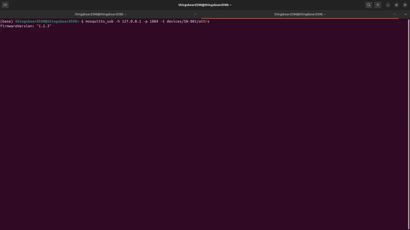 Attribute response received on MQTT topic