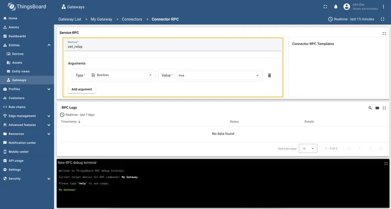 Turn on relay with set_relay method