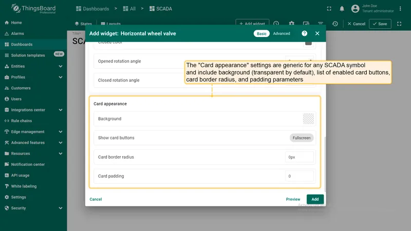 Card appearance settings