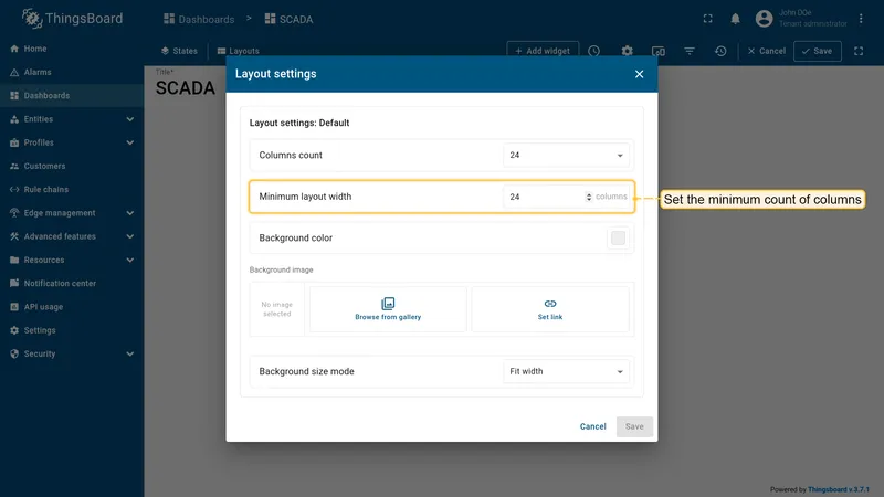 Minimum layout width field