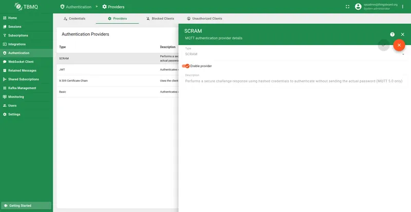 SCRAM authentication provider overview in TBMQ