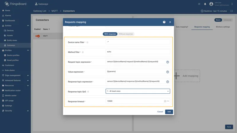 Configure two-way RPC fields