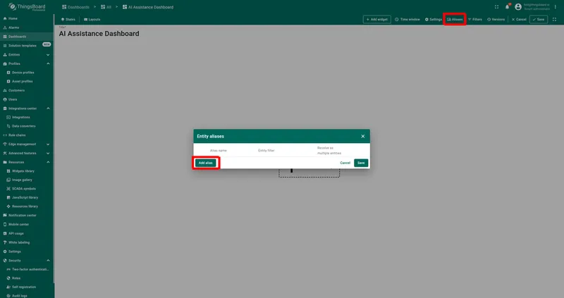 Open Aliases and add alias