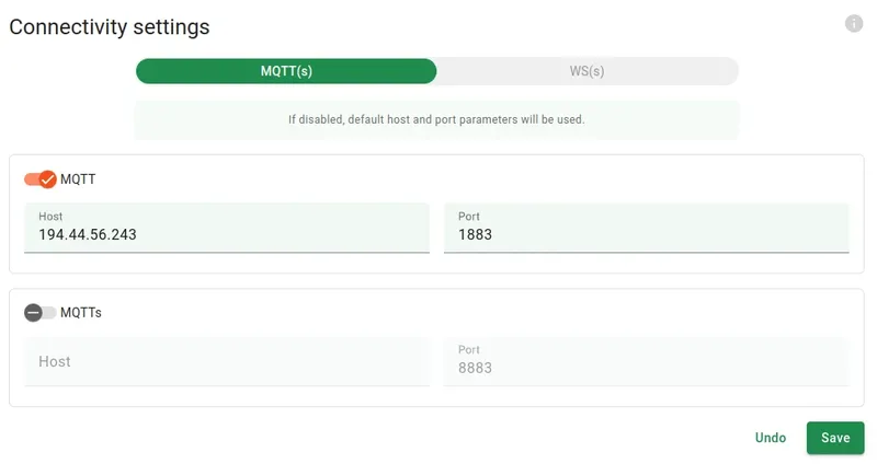 MQTT host changed to custom IP address