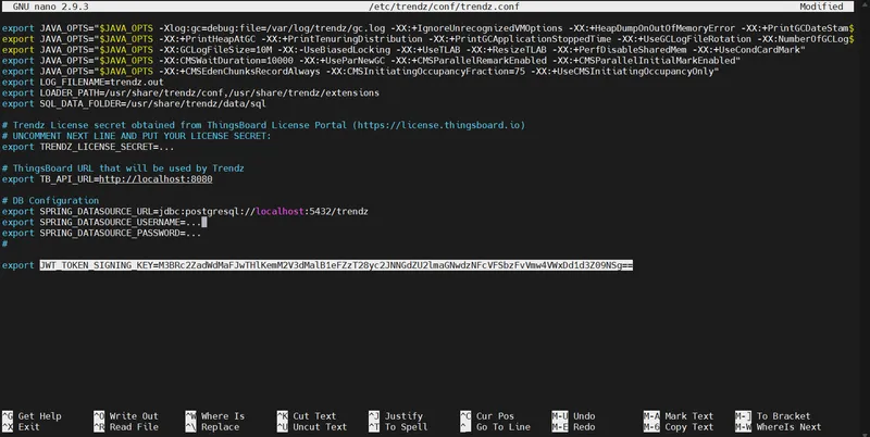 Signing key added to the Trendz config file on Ubuntu