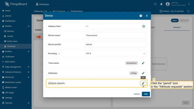 Open the Attribute requests section