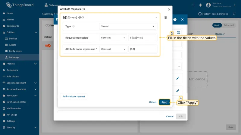 Configure attribute request type and expressions
