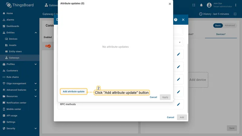 Click Add attribute update