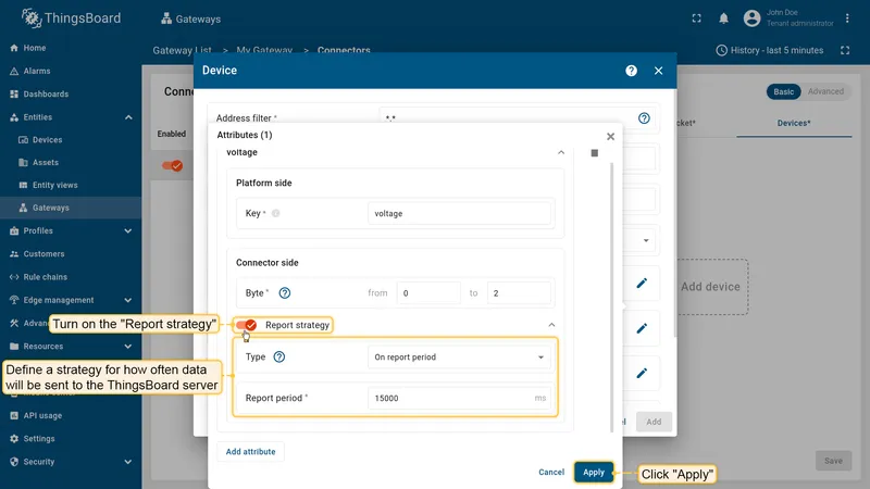 Per-key report strategy settings
