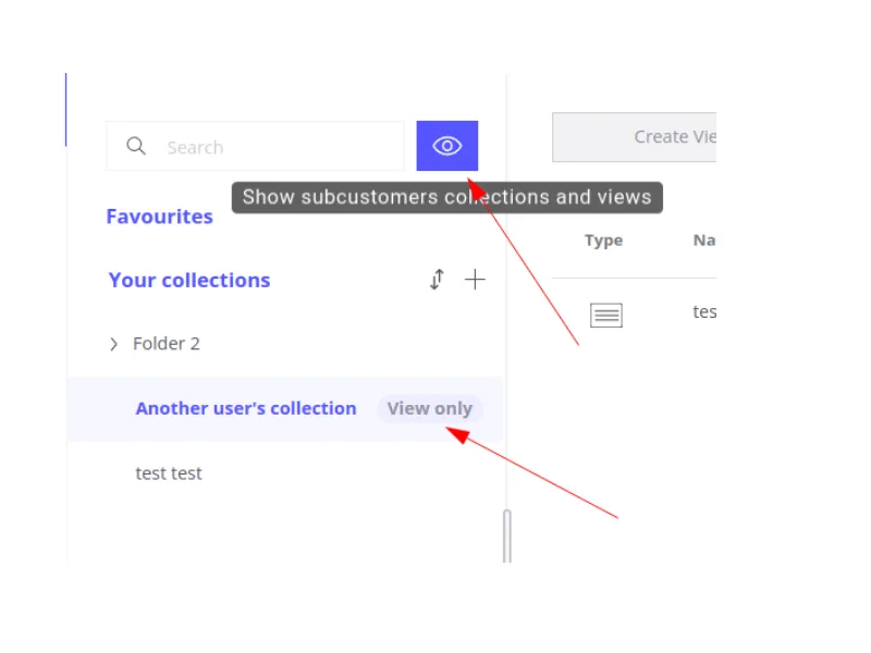 Show subcustomers collections and views button in the Trendz UI