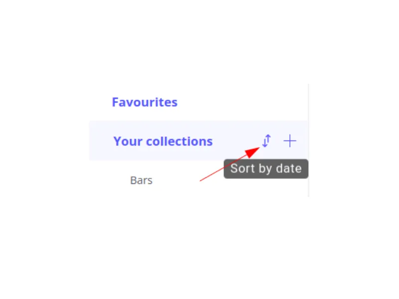 Sort by date button next to the root collection name