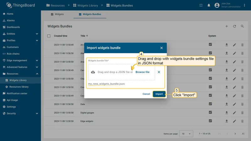 Upload bundle JSON