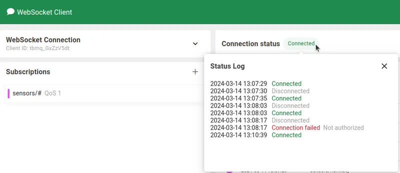 Connection status history on hover