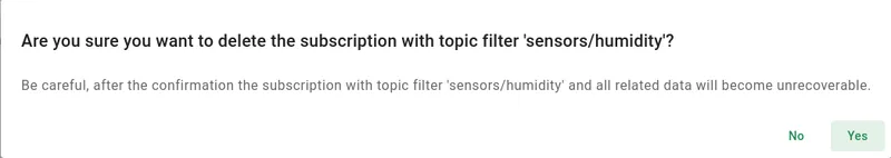 Confirm deletion by clicking Yes