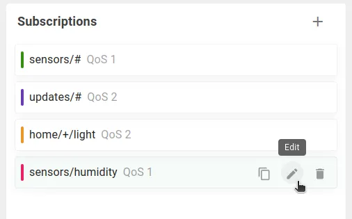 Click edit icon on the subscription row