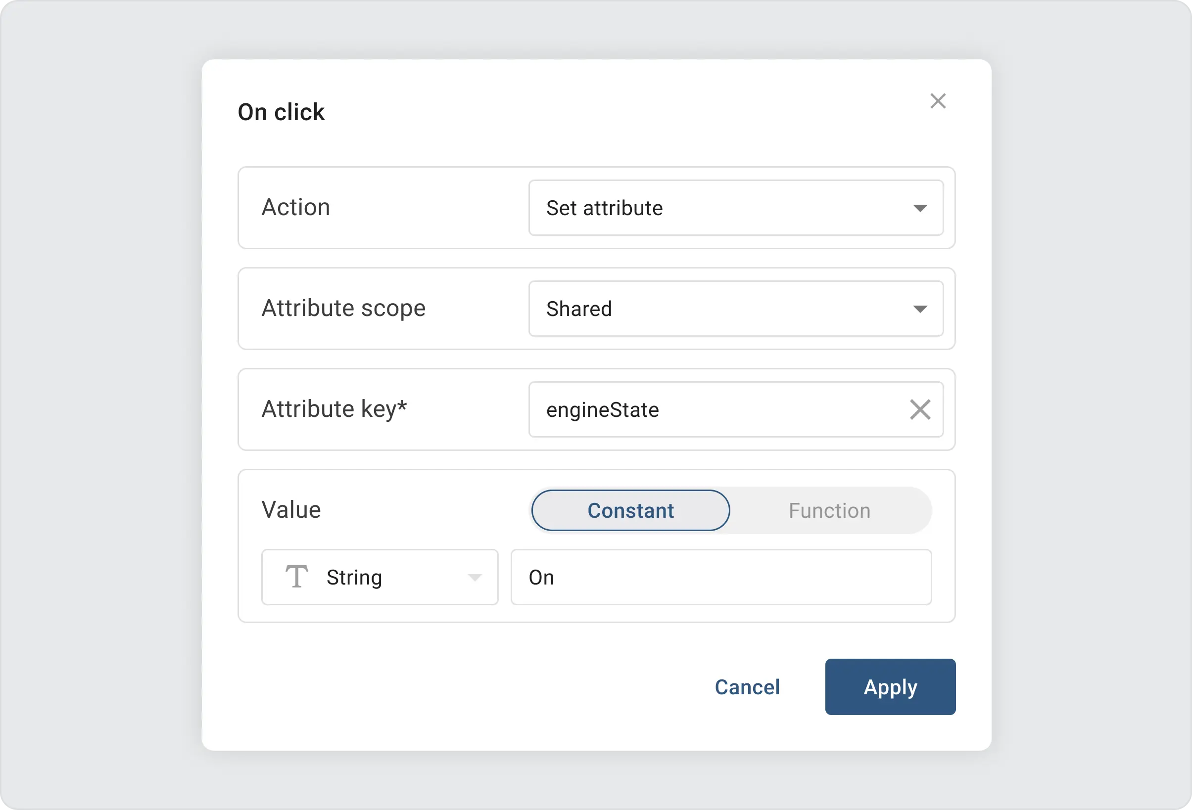 Form with four fields and apply button