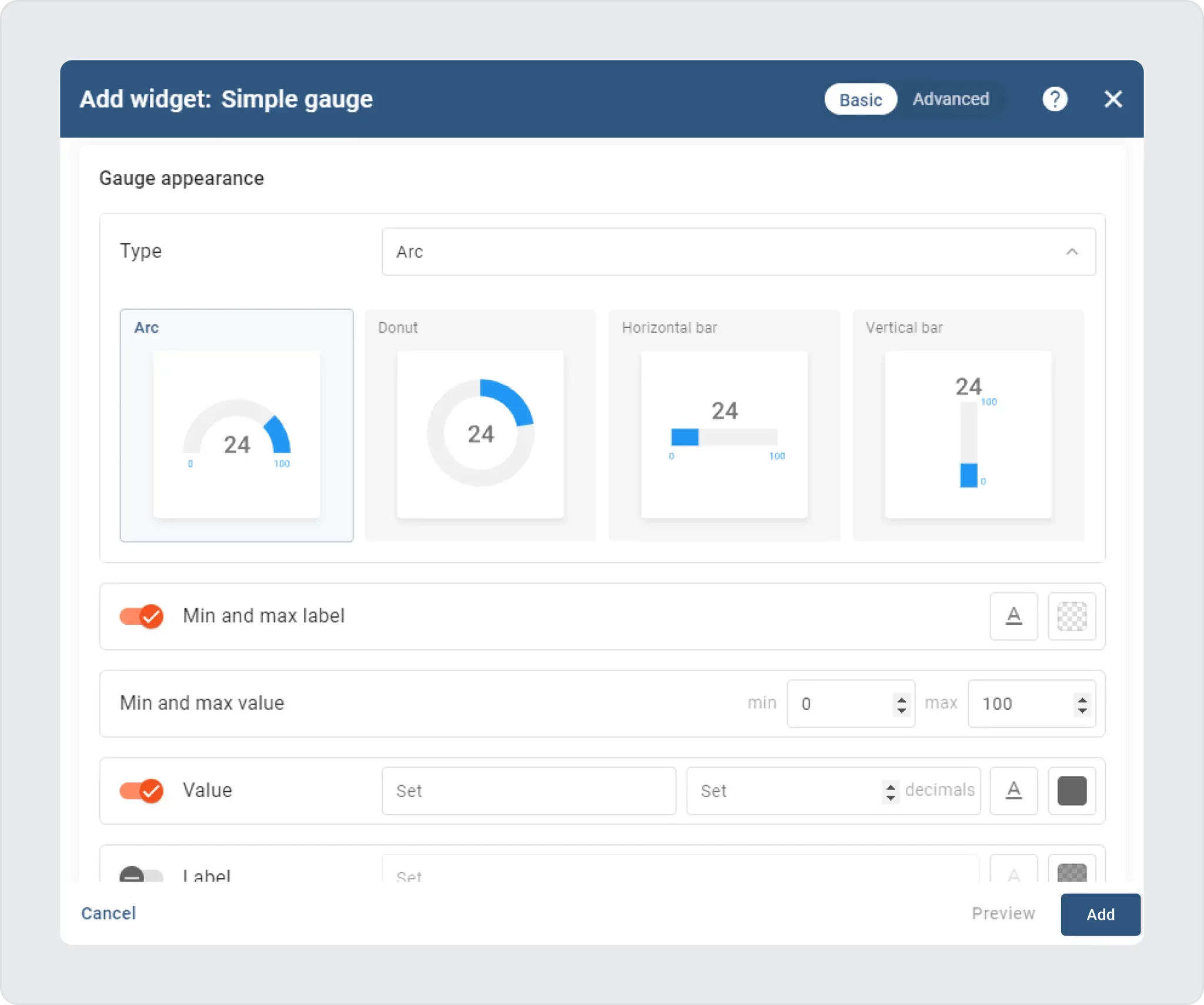 Digital gauge widget in ThingsBoard 3.7