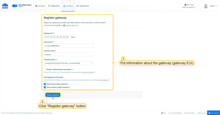 Put information about the gateway (gateway EUI) and click the "Register gateway" button.