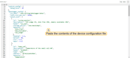 Expand the content of the attribute to full screen for ease of writing it. Paste the contents of the device configuration file into the attribute value.