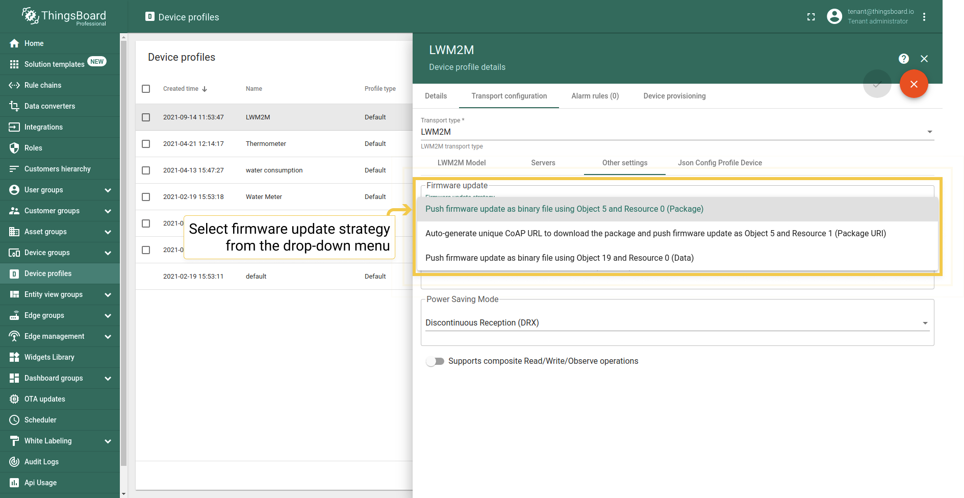 Select the firmware update strategy