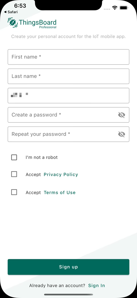 self registration frame