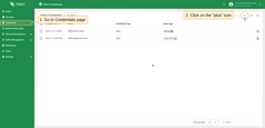 Navigate to "Credentials" tab, click on the "plus" icon in the top right corner of the table;