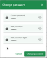 Input your current password and set a new one. Click the Change password button