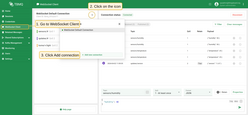 Go to the WebSocket Client page and click the Select Connection, represented by the expand more icon.