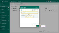 Input the Name for the new dashboard, e.g., "Edge dashboards", then click the "Add" button.