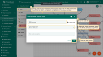 On the Rule Chain edit page, in the Node search bar find the "push to cloud" node. It pushes messages from Edge to Cloud. Once message arrives to this node it will be converted into Cloud event and saved to the local database. Drag and drop the node onto the Rule Chain sheet. Then, in the "Add rule node" pop-up window enter the node title and select the "Server attributes" option in the "Entity attributes scope" field. Click the "Add" button to proceed.
