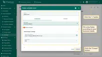Click the <b>"+"</b> button, and fill in the fields in the pop-up window. For detailed instructions on how to configure a Scheduler event, see the <a href="/docs/pe/user-guide/scheduler/#scheduler-event-dialog" target="_blank">Scheduler Event dialog documentation.</a>