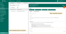 Basic authentication credentials params: Client ID, Username and Password.
