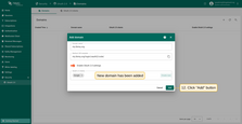 The OAuth client is added successfully. Click "Add" again to confirm the addition of the domain;
