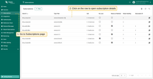 Open Subscriptions page and click on the table row.