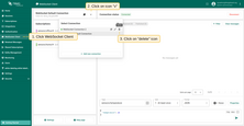 Go to the WebSocket Client page and click on the arrow icon to expand the list of connections, then click on the trash icon.