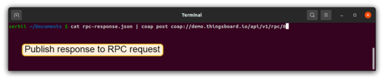 In the second terminal window simulate send a response from the device to the server