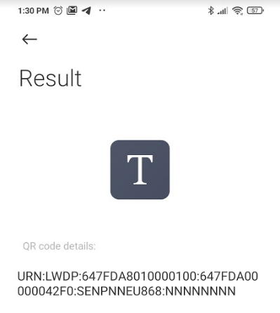 QR scan result