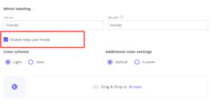 Trendz analytics сheck box for help user mode