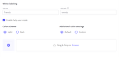 White labeling section in Trendz analytics settings