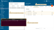Go to the "Latest telemetry" tab to monitor the incoming data in real time, and execute the copied command in the Terminal to send telemetry to ThingsBoard on behalf of the device. You will see two telemetry data keys: the temperature key with a value of 25, and the deltaTemperature key — the result of processing the temperature value using the calculated field function. Its value is 0 because, so far, only a single telemetry value has been sent to ThingsBoard.