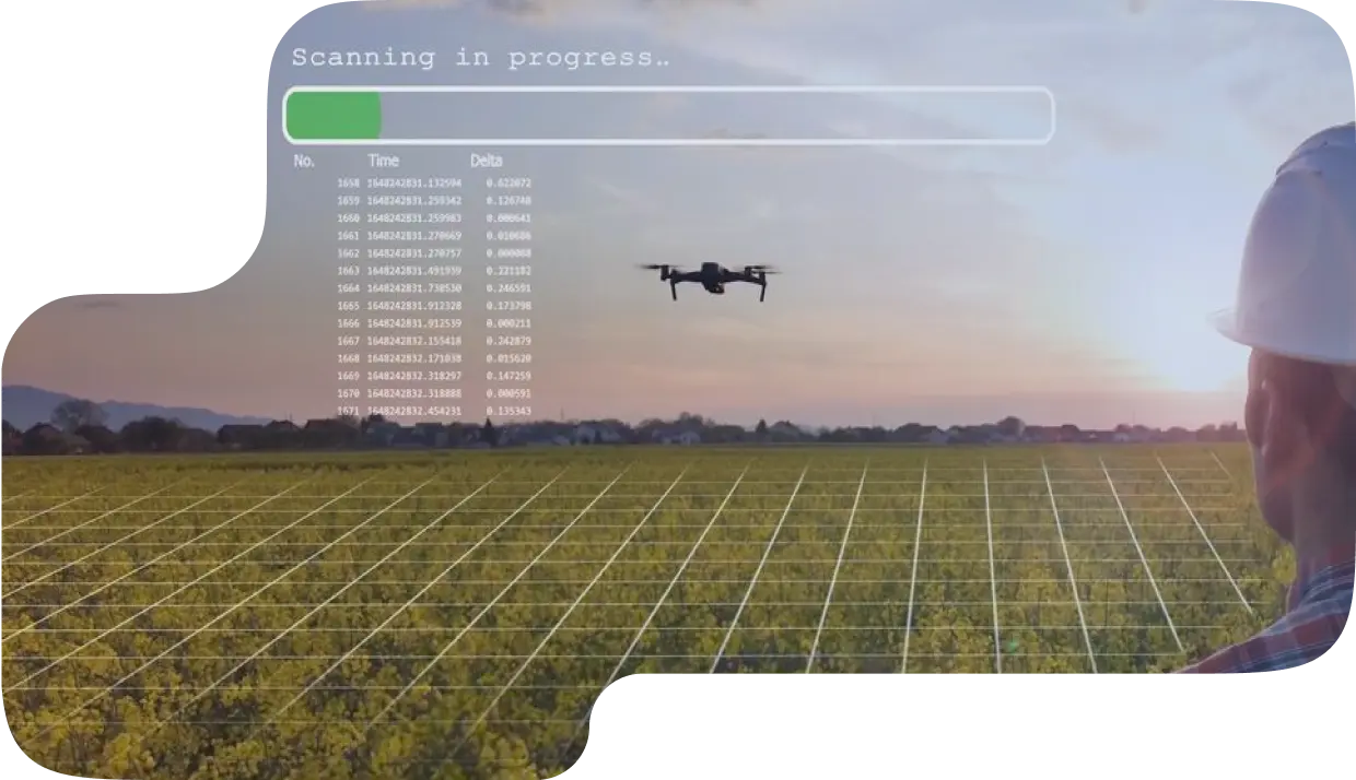 Smart farming: the drone monitors the field, the farmer watches