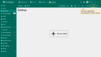 Your first dashboard has been successfully added. It will open automatically after adding. Save the dashboard by clicking the "Save" button in the upper-right corner of the screen.